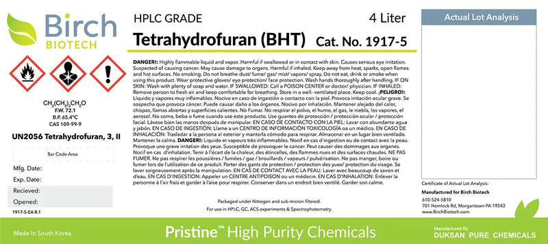 Load image into Gallery viewer, PRISTINE® Tetrahydrofuran, HPLC Grade
